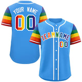 Custom Tailor Made LGBT Rainbow For Pride Month Raglan Sleeves Authentic Baseball Jersey For Adult