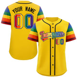 Custom Personalized LGBT Rainbow For Pride Month Raglan Sleeves Authentic Baseball Jersey For Adult