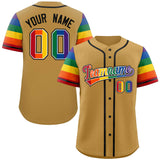 Custom Personalized LGBT Rainbow For Pride Month Raglan Sleeves Authentic Baseball Jersey For Unisex