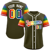 Custom Personalized LGBT Rainbow For Pride Month Raglan Sleeves Authentic Baseball Jersey For Unisex
