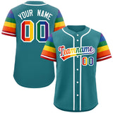Custom Personalized LGBT Rainbow For Pride Month Raglan Sleeves Authentic Baseball Jersey For Unisex