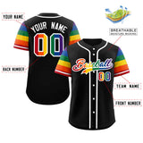 Custom LGBT Rainbow For Pride Month Raglan Sleeves Authentic Baseball Jersey Stitched Logo Number