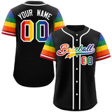 Custom LGBT Rainbow For Pride Month Raglan Sleeves Authentic Baseball Jersey Stitched Logo Number