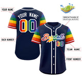 Custom LGBT Rainbow For Pride Month Raglan Sleeves Authentic Baseball Jersey Stitched Logo Number