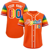 Custom LGBT Rainbow For Pride Month Raglan Sleeves Authentic Baseball Jersey Stitched Logo Number