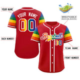 Custom LGBT Rainbow For Pride Month Raglan Sleeves Authentic Baseball Jersey Stitched Logo Number
