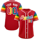 Custom LGBT Rainbow For Pride Month Raglan Sleeves Authentic Baseball Jersey Stitched Logo Number