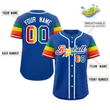 Custom LGBT Rainbow For Pride Month Raglan Sleeves Authentic Baseball Jersey Stitched Logo Number
