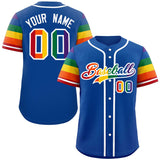 Custom LGBT Rainbow For Pride Month Raglan Sleeves Authentic Baseball Jersey Stitched Logo Number