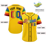 Custom LGBT Rainbow For Pride Month Raglan Sleeves Authentic Baseball Jersey Stitched Logo Number