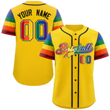 Custom LGBT Rainbow For Pride Month Raglan Sleeves Authentic Baseball Jersey Stitched Logo Number