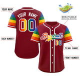Custom LGBT Rainbow For Pride Month Raglan Sleeves Authentic Baseball Jersey Stitched Logo Number