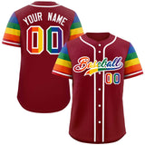 Custom LGBT Rainbow For Pride Month Raglan Sleeves Authentic Baseball Jersey Stitched Logo Number