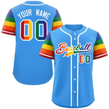 Custom LGBT Rainbow For Pride Month Raglan Sleeves Authentic Baseball Jersey Stitched Logo Number