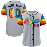 Custom LGBT Rainbow For Pride Month Raglan Sleeves Authentic Baseball Jersey Stitched Logo Number