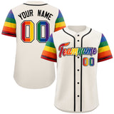 Custom Traditional LGBT Rainbow For Pride Month Raglan Sleeves Authentic Baseball Jersey Printed Team Name