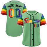 Custom Traditional LGBT Rainbow For Pride Month Raglan Sleeves Authentic Baseball Jersey Printed Team Name