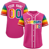 Custom Traditional LGBT Rainbow For Pride Month Raglan Sleeves Authentic Baseball Jersey Printed Team Name