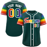 Custom Traditional LGBT Rainbow For Pride Month Raglan Sleeves Authentic Baseball Jersey Printed Team Name