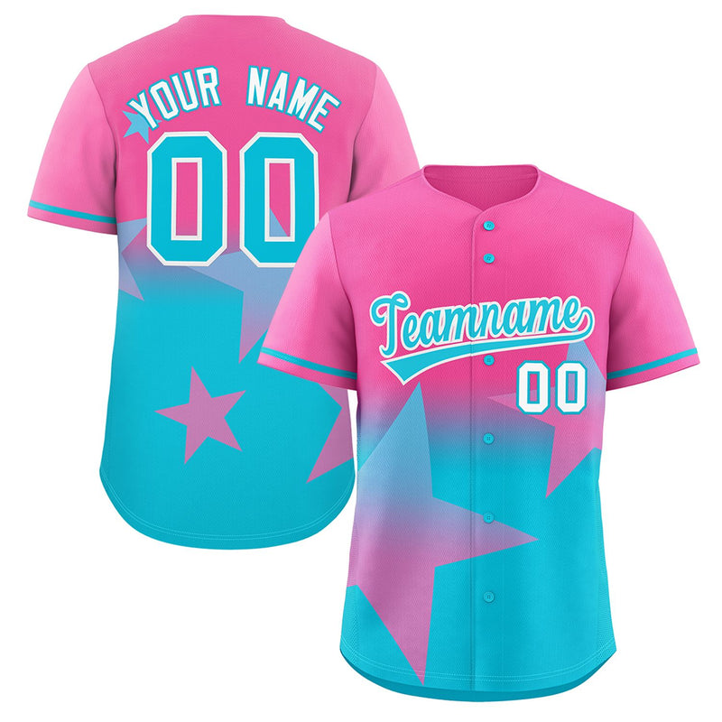 Custom Gradient Star Graffiti Pattern Printed/Stitched Shorts Sleeve Training Shirt Baseball Jersey