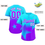 Custom Gradient Star Graffiti Pattern Printed/Stitched Shorts Sleeve Softball Training Baseball Shirt