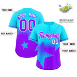 Custom Gradient Star Graffiti Pattern Printed/Stitched Shorts Sleeve Softball Training Sport Baseball Jersey