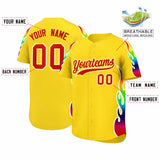 Custom Gold Graffiti Pattern Personalized Multicolored Flames Print Authentic Baseball Jersey