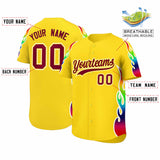 Custom Gold Graffiti Pattern Personalized Multicolored Flames Print Authentic Baseball Jersey
