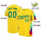 Custom Gold Graffiti Pattern Personalized Multicolored Flames Print Authentic Baseball Jersey