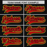 Custom Black Graffiti Pattern Personalized Multicolored Flames Print Authentic Baseball Jersey