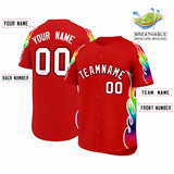 Custom Red Graffiti Pattern Personalized Multicolored Flames Print Authentic Baseball Jersey