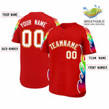 Custom Red Graffiti Pattern Personalized Multicolored Flames Print Authentic Baseball Jersey