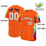 Custom Orange Graffiti Pattern Personalized Multicolored Flames Print Authentic Baseball Jersey