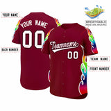 Custom Crimson Graffiti Pattern Personalized Multicolored Flames Print Authentic Baseball Jersey