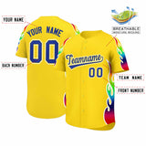 Custom Gold Graffiti Pattern Personalized Multicolored Flames Print Authentic Baseball Jersey