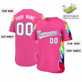 Custom Pink Graffiti Pattern Personalized Multicolored Flames Print Authentic Baseball Jersey