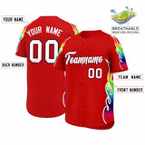 Custom Red Graffiti Pattern Personalized Multicolored Flames Print Authentic Baseball Jersey