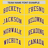 Custom Gold Purple Color Block Personalized Side Dotted Line Authentic Baseball Jersey