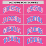 Custom Pink Light Blue Color Block Personalized Side Dotted Line Authentic Baseball Jersey