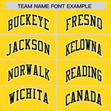 Custom Gold Navy Color Block Personalized Side Dotted Line Authentic Baseball Jersey