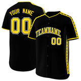 Custom Black Gold Color Block Personalized Side Dotted Line Authentic Baseball Jersey