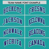 Custom Aqua Purple Color Block Personalized Side Dotted Line Authentic Baseball Jersey