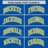Custom Royal Gold Color Block Personalized Side Dotted Line Authentic Baseball Jersey