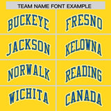Custom Gold Royal Color Block Personalized Side Dotted Line Authentic Baseball Jersey