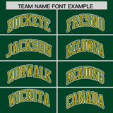 Custom Green Old Gold Color Block Personalized Side Dotted Line Authentic Baseball Jersey