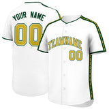 Custom White Green Color Block Personalized Side Dotted Line Authentic Baseball Jersey