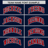 Custom Navy Red Color Block Personalized Side Dotted Line Authentic Baseball Jersey