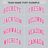 Custom Silver Pink Color Block Personalized Side Dotted Line Authentic Baseball Jersey