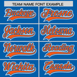Custom Royal Orange Color Block Personalized Side Dotted Line Authentic Baseball Jersey