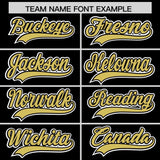 Custom Black Old Gold Color Block Personalized Side Dotted Line Authentic Baseball Jersey